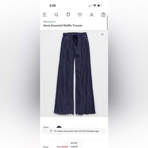 NWT Aerie Essential Waffle Trouser Navy